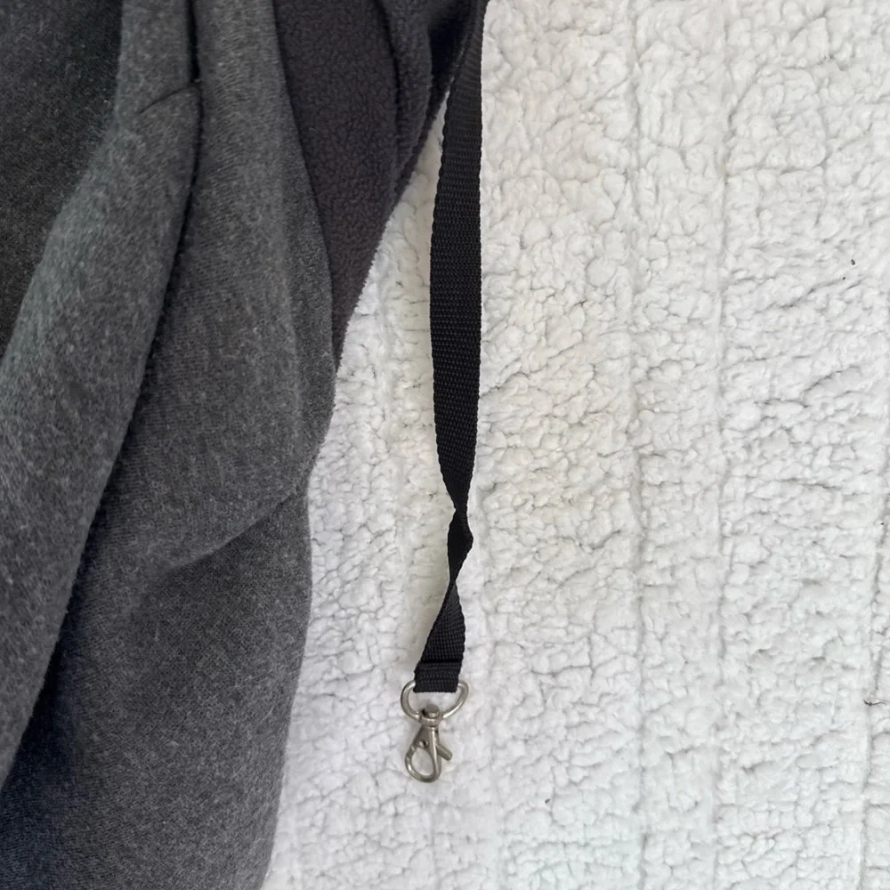 Gray Women's Bag for small dog lined with fleece and hook for collar inside